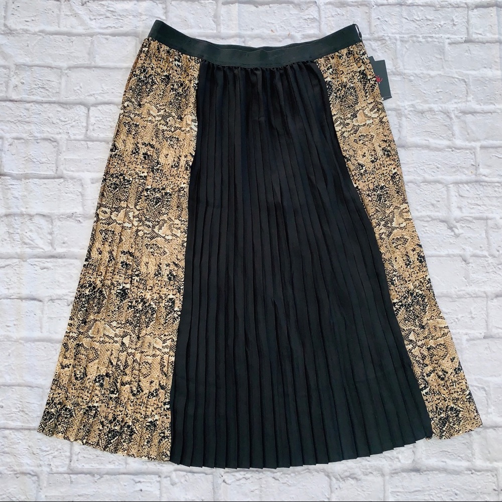 Bob Mackie Animal Print Pleated Maxi Skirt M-L